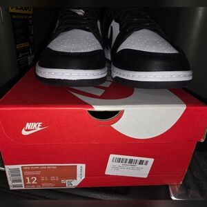Brand New Size 12 Nike Dunk Low Retro Panda's - Black and White
